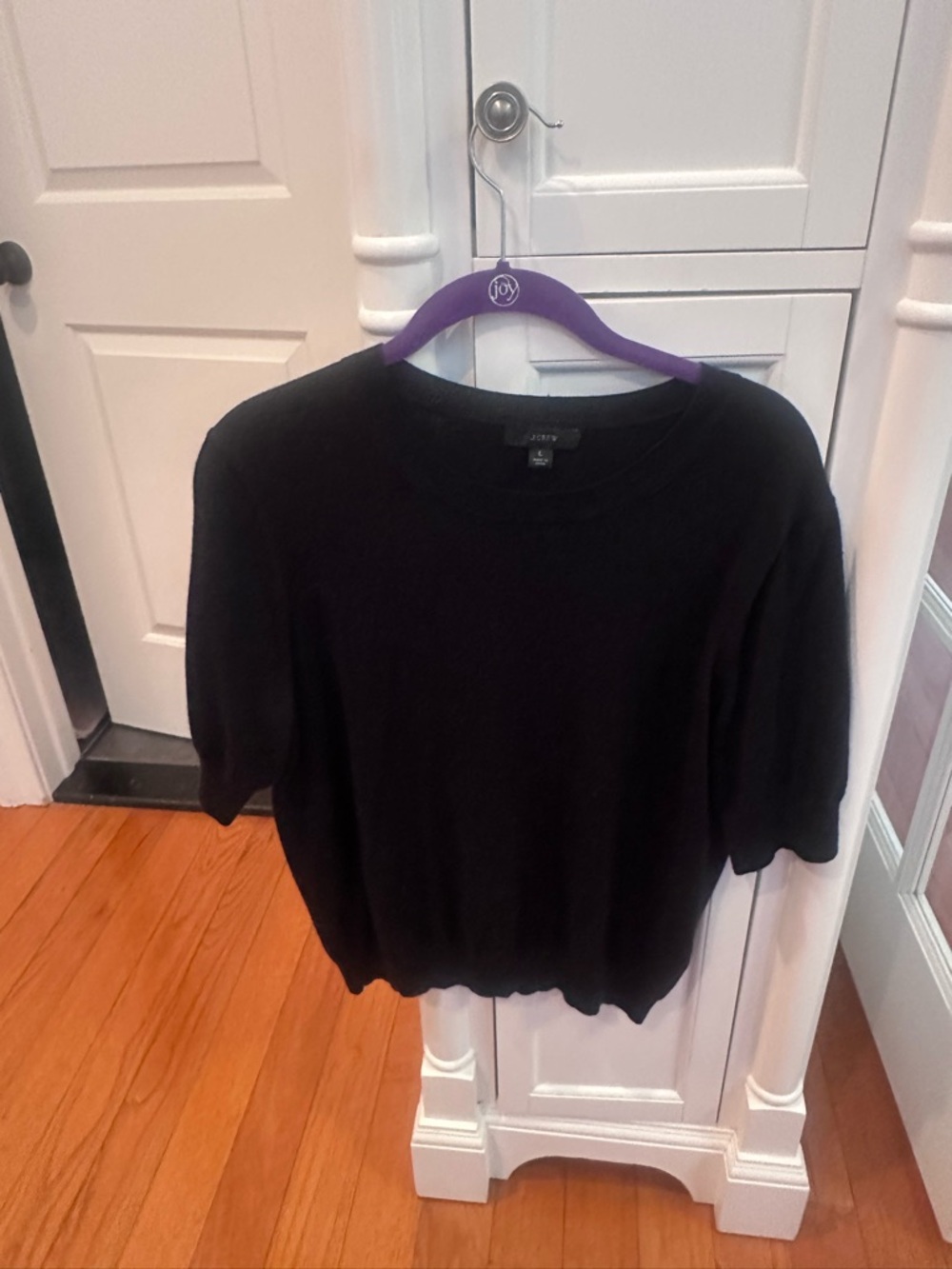 J. Crew Black Short-Sleeve Crewneck Sweater
